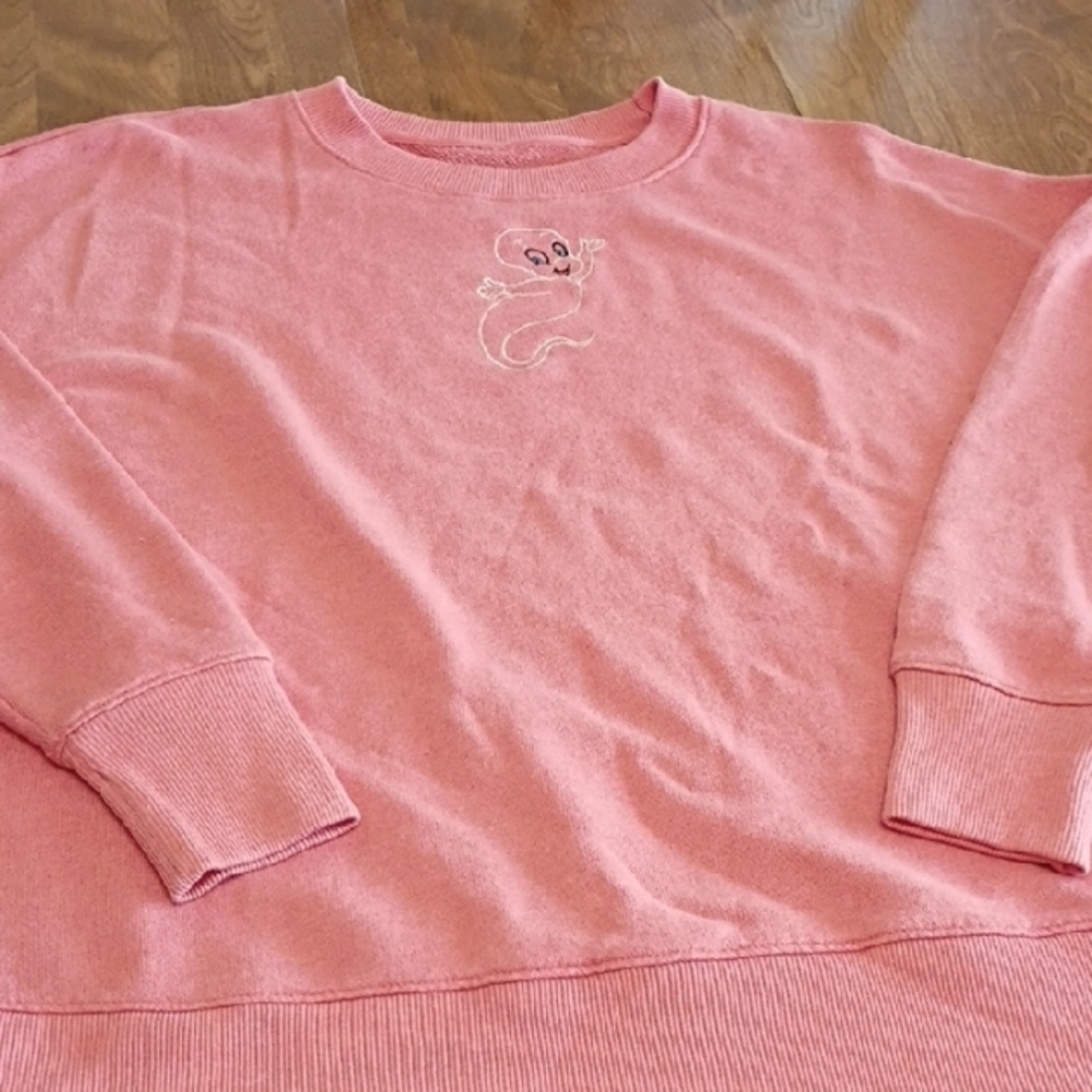 🌻3 For $15🌻Peach Ghost Embroidered Women's Sweater Time And Tru Size L